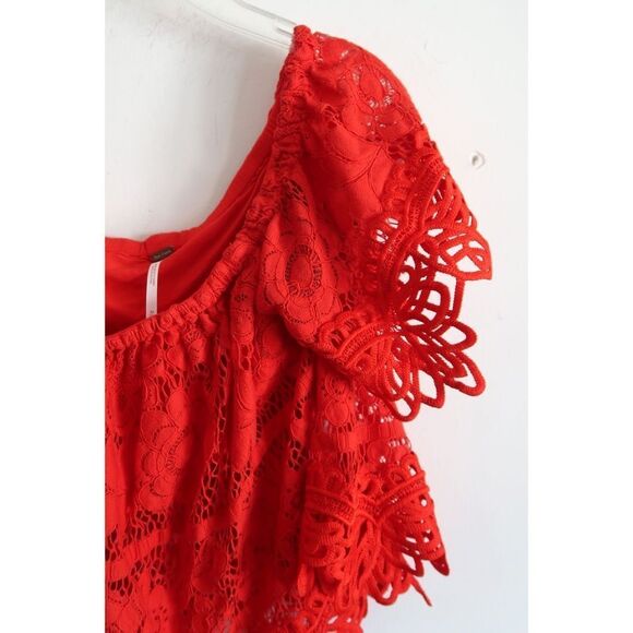 Free People Red Lace Layered Top - Size Medium - Picture 3 of 7